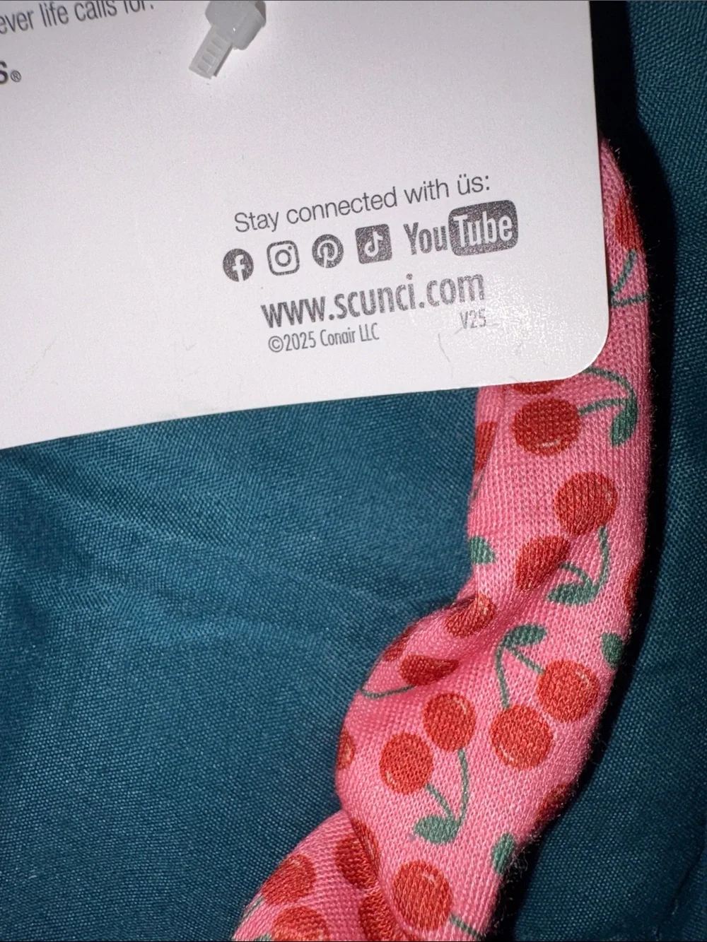 scunci Pink Cherry Print Headband and Flower Clip Set